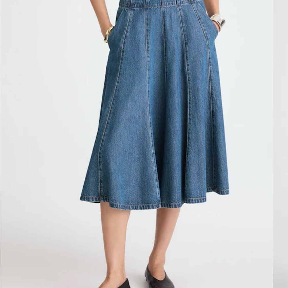 Madewell Blue Denim Panel Midi Skirt